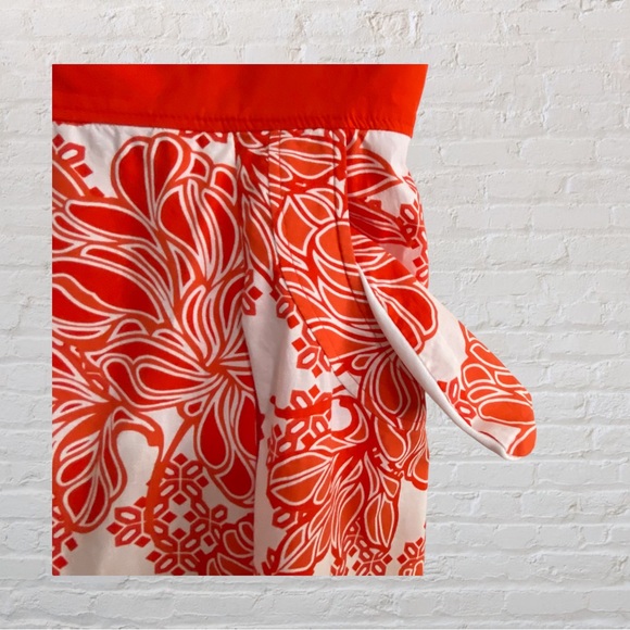 105. SANDRA DARREN Sleeveless Floral Knee Length Dress - Orange & White -Size 10 - Picture 4 of 8